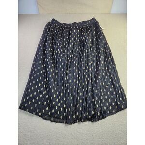 Her Destiny Women 2X Black Gold Metallic Polka Dot Pleated Midi Skirt Plus Size